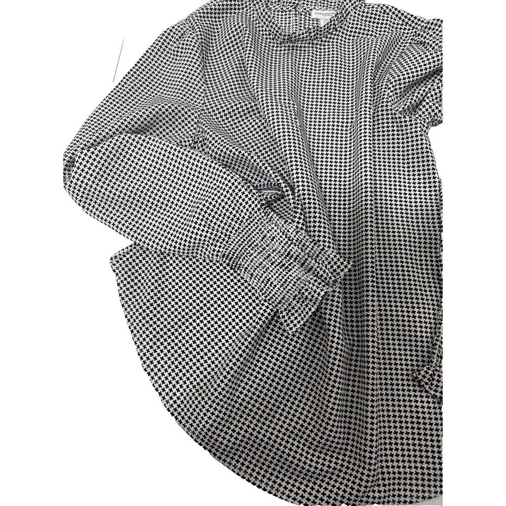 Carolina Belle Montreal Womens Sz S  Houndstooth Pleated Ruffle Chiffon Top - Picture 15 of 15